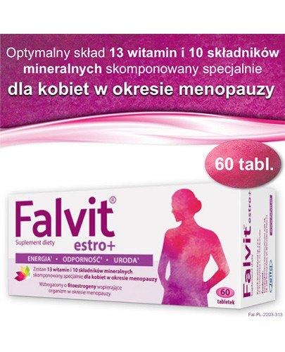 Falvit Estro+ wzbogacony o wyciąg z szyszek chmielu 60 tabletek