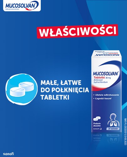 Mucosolvan 30 mg na kaszel i rozrzedzenie wydzieliny 20 tabletek