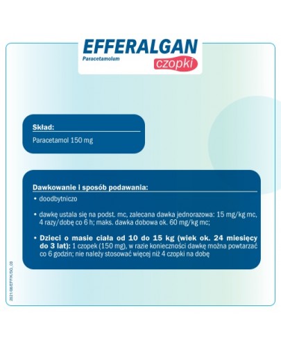 Efferalgan 150 mg czopki doodbytnicze 10 sztuk
