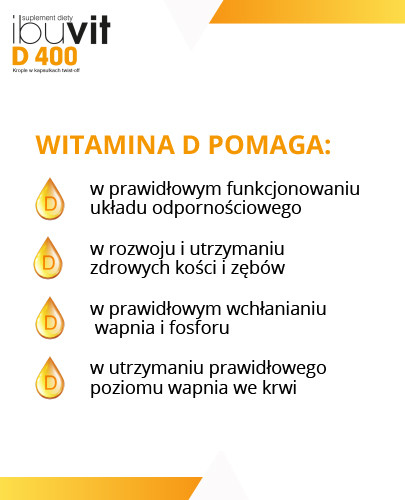 IbuVit D 400 witamina D dla niemowląt i dzieci, krople 30 kapsułek