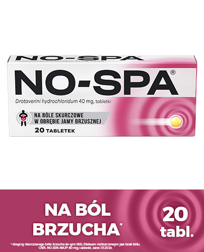 No-Spa 40 mg na ból brzucha, skurcze 20 tabletek