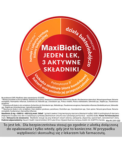 MaxiBiotic (5 mg + 5000 UI + 400 UI)/g maść 5 g