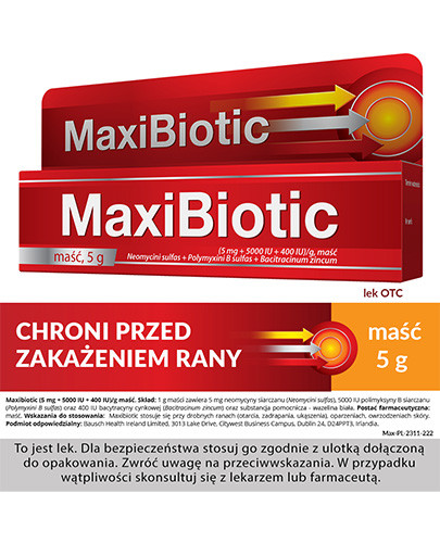 MaxiBiotic (5 mg + 5000 UI + 400 UI)/g maść 5 g