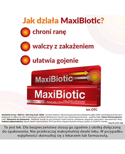 MaxiBiotic (5 mg + 5000 UI + 400 UI)/g maść 5 g
