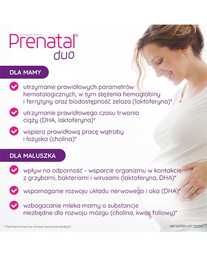 Prenatal Duo laktoferyna + DHA 60 kapsułek żelatynowych + 30 kapsułek twardych