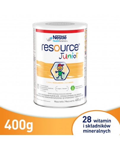 Resource Junior preparat odżywczy w proszku dla dzieci po 1 roku życia o smaku waniliowym 400 g