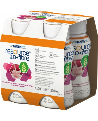 Resource 2.0 + Fibre preparat odżywczy w płynie smak owoców leśnych 4x 200 ml