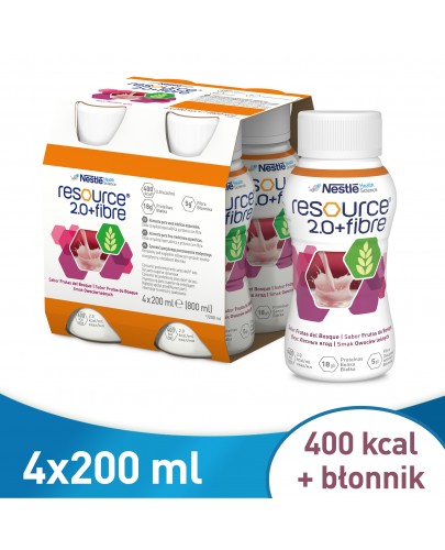 Resource 2.0 + Fibre preparat odżywczy w płynie smak owoców leśnych 4x 200 ml