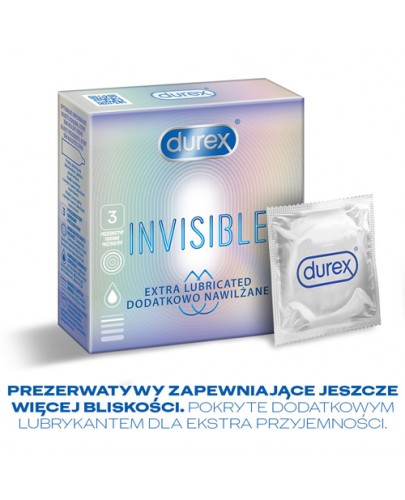 Durex Invisible prezerwatywy dodatkowo nawilżane 3 sztuki
