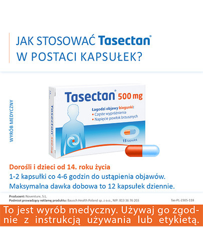 Tasectan 500mg 15 kapsułek