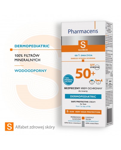 Pharmaceris S Dermopediatric bezpieczny krem ochronny SPF50+ do twarzy dla dzieci od chwili narodzin 50 ml