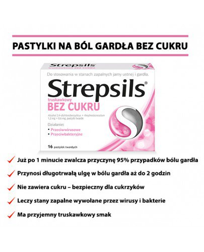 Strepsils Bez cukru 16 pastylek twardych