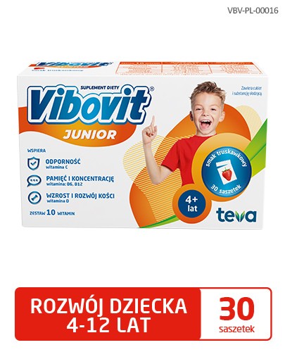 Vibovit Junior smak truskawkowy dla dzieci 4-12 lat 30 saszetek