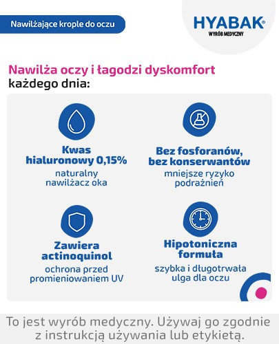 Hyabak 0,15% nawilżające krople do oczu bez konserwantów 10 ml