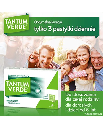 Tantum Verde 3 mg pastylki do ssania smak miętowy 30 sztuk