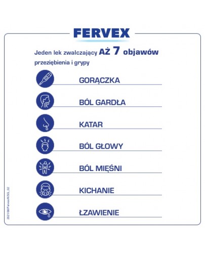 Fervex 500 mg + 25 mg + 200 mg lek na objawy przeziębienia i grypy smak cytrynowy 12 saszetek
