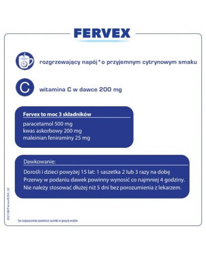 Fervex 500 mg + 25 mg + 200 mg lek na objawy przeziębienia i grypy smak cytrynowy 12 saszetek