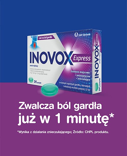 Inovox Express 2 mg + 0,6 mg + 1,2 mg na gardło smak miętowy 24 pastylki