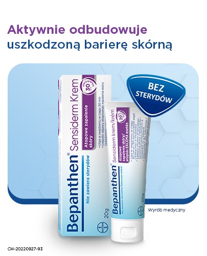 Bepanthen Sensiderm krem na podrażnienia skóry, AZS i egzemę  50 g + Bepanthen Sensiderm krem AZS i egzema 20 g