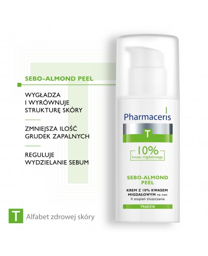 Pharmaceris T Sebo-Almond Peel krem z 10% kwasem migdałowym na noc 2 stopień złuszczania 50 ml [Kup 2 produkty z linii Pharmaceris T = Płyn micelarny Pharmaceris T 200 ml]