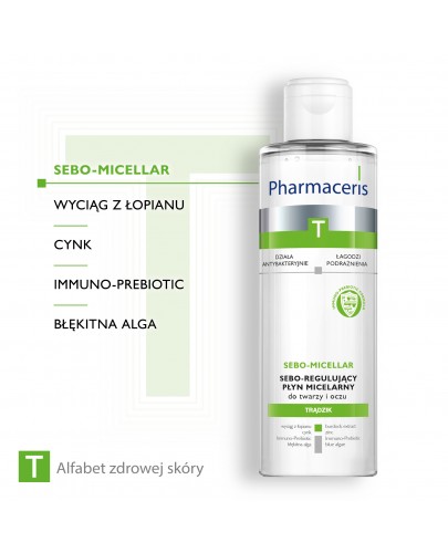 Pharmaceris T Sebo-Micellar płyn micelarny antybakteryjny 200 ml [Kup 2 produkty z linii Pharmaceris T = Płyn micelarny Pharmaceris T 200 ml]