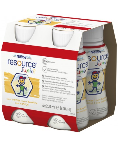 Resource Junior preparat odżywczy w płynie dla dzieci 1+ smak waniliowy 4x 200 ml
