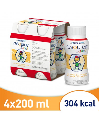 Resource Junior preparat odżywczy w płynie dla dzieci 1+ smak waniliowy 4x 200 ml