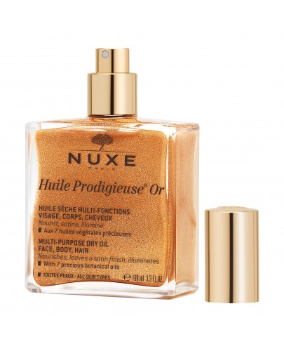 Nuxe Huile Prodigieuse OR suchy olejek z drobinkami złota do pielęgnacji twarzy, ciała i włosów 100 ml [Nowa formuła]