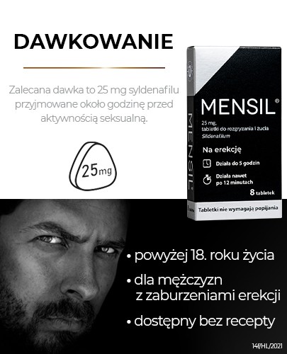 Mensil (Sildenafil 25 mg) lek na erekcję 2 tabletki