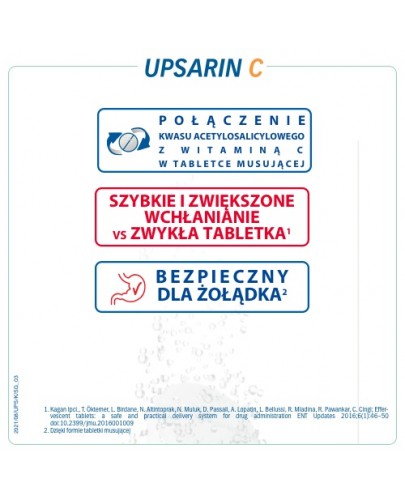 Upsarin C 330 mg + 200 mg 20 tabletek musujących 