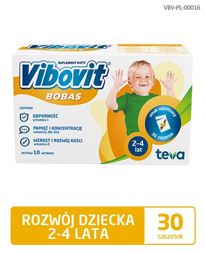 Vibovit Bobas smak waniliowy dla dzieci 2-4 lat 30 saszetek