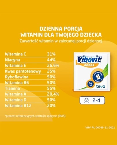 Vibovit Bobas smak waniliowy dla dzieci 2-4 lat 30 saszetek