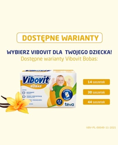 Vibovit Bobas smak waniliowy dla dzieci 2-4 lat 30 saszetek