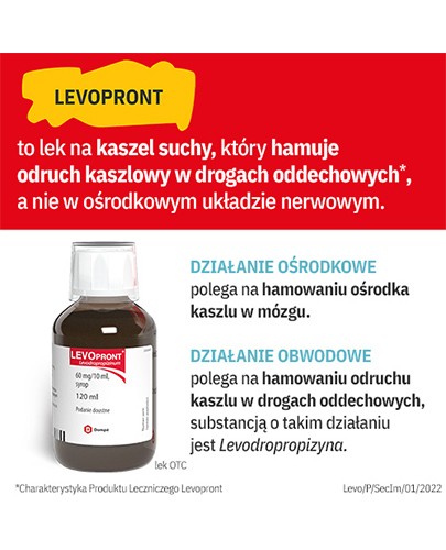 Levopront 60 mg/10 ml syrop na kaszel 120 ml