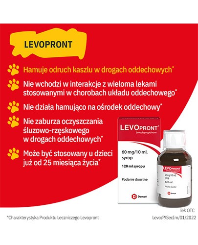 Levopront 60 mg/10 ml syrop na kaszel 120 ml