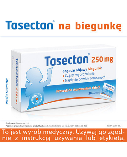 Tasectan 250mg proszek do stosowania u dzieci 20 saszetek