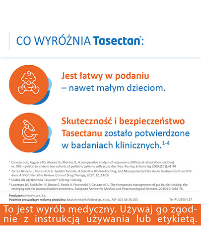 Tasectan 250mg proszek do stosowania u dzieci 20 saszetek