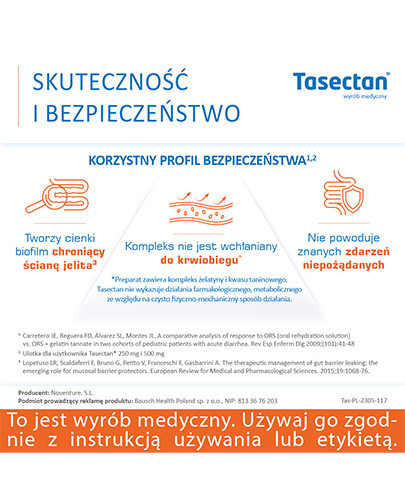 Tasectan 250mg proszek do stosowania u dzieci 20 saszetek