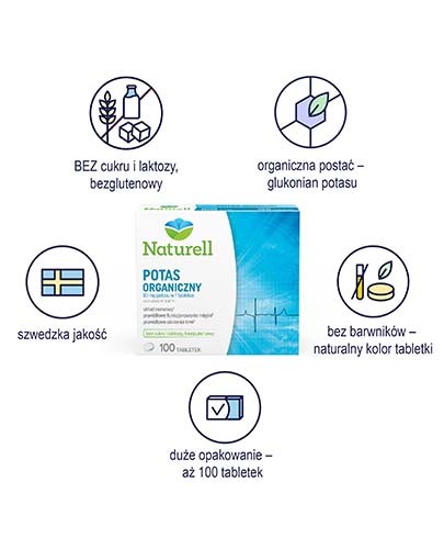 Naturell Potas organiczny 80mg 100 tabletek