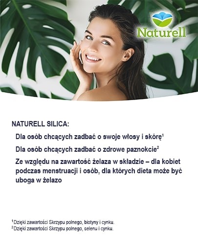 Naturell Silica zdrowa skóra, mocne włosy i paznokcie 100 tabletek