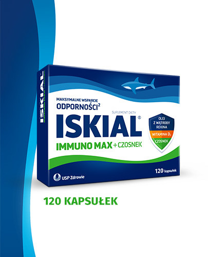 Iskial Max + czosnek olej z wątroby rekina z witaminą D3 120 kapsułek