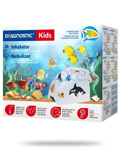 Diagnostic Kids inhalator kompresorowo tłokowy 1 sztuka + Zabłocka mgiełka solankowa jodowo-bromowa 200 ml