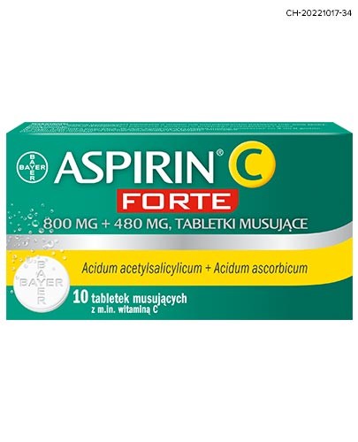 Aspirin C Forte 800mg + 480mg 10 tabletek musujących z witaminą C