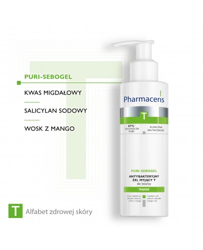 Pharmaceris T Puri-Sebogel antybakteryjny żel myjący do twarzy 190 ml [Kup 2 produkty z linii Pharmaceris T = Płyn micelarny Pharmaceris T 200 ml]