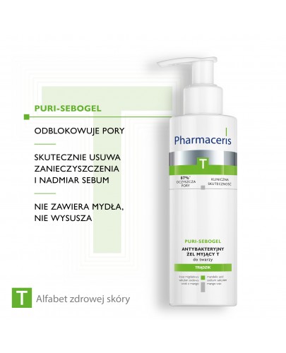 Pharmaceris T Puri-Sebogel antybakteryjny żel myjący do twarzy 190 ml [Kup 2 produkty z linii Pharmaceris T = Płyn micelarny Pharmaceris T 200 ml]