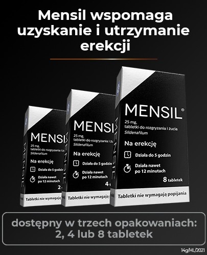 Mensil 25mg (Sildenafil) lek na erekcję 4 tabletki do żucia