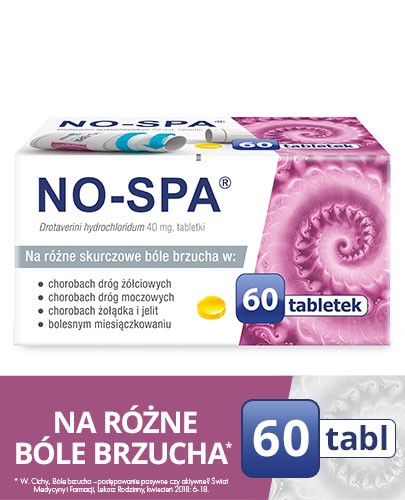 No-Spa 40 mg na ból brzucha, skurcze 60 tabletek
