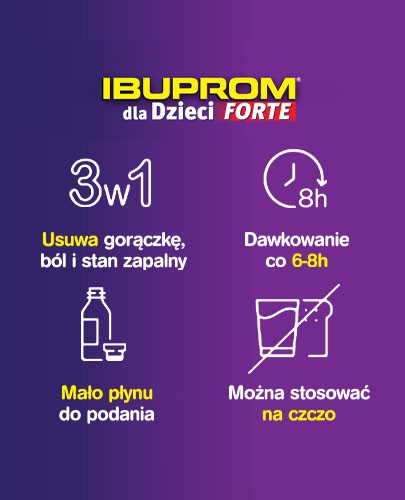 Ibuprom dla dzieci Forte 200mg/5ml zawiesina smak truskawkowy dla dzieci 3m+ 100 ml