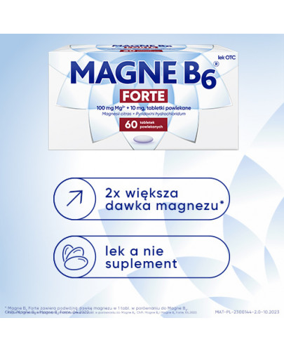 Magne B6 Forte + Witamina B6 na silne niedobory magnezu 60 tabletek