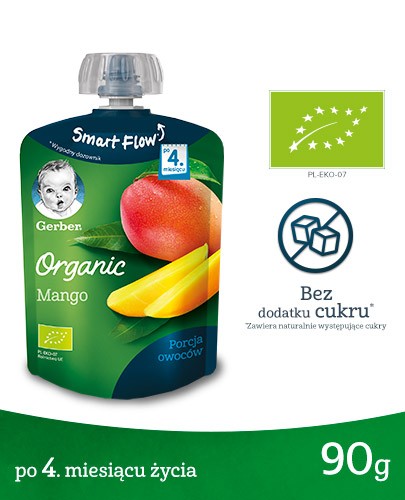 Nestlé Gerber Organic Mango deserek owocowy dla dzieci 4m+ 90 g